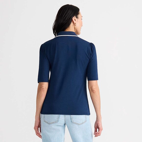 Lands' End - Elbow Sleeve Lightweight Jersey Embellished Polo - Large - NWT - Picture 2 of 2